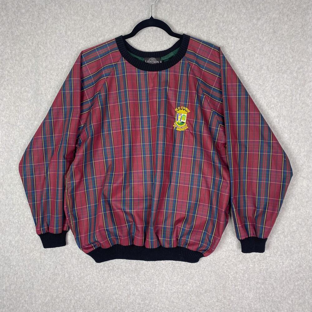 Vintage Mens XL Old Course St Andrews Scotland Tartan Pullover Windbreaker
